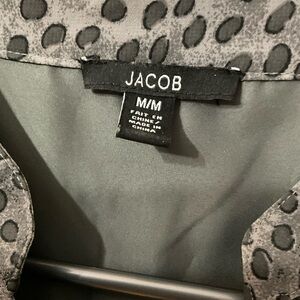 JACOB Sleeveless Gray and Black Tiered Dress, Playful ruffles, v-neck, medium